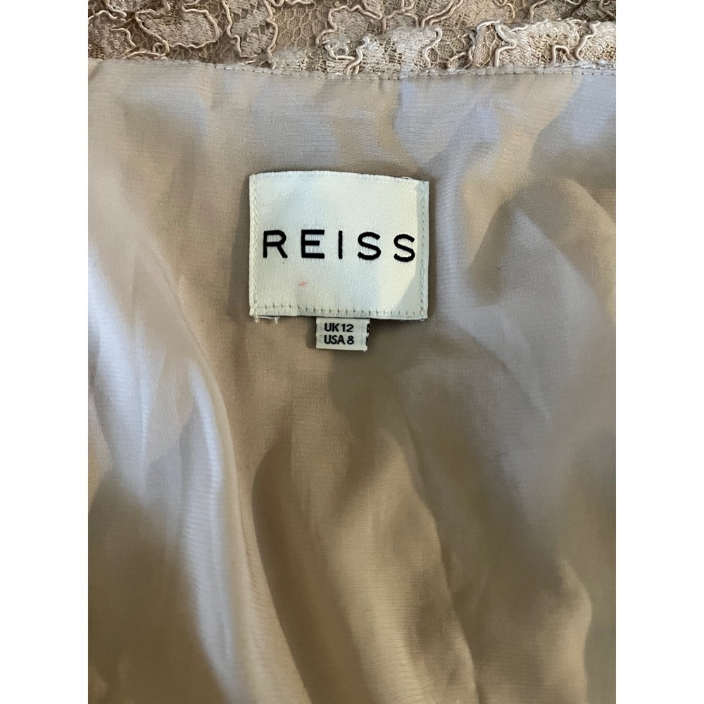 REISS Champagne Lace Sheath Dress Sleeveless Size‎ 8 - Picture 3 of 10